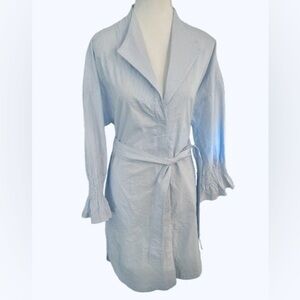 100% Cotton Finley Pinstriped Powder Blue & White Shirt Dress Striped Shirtdress